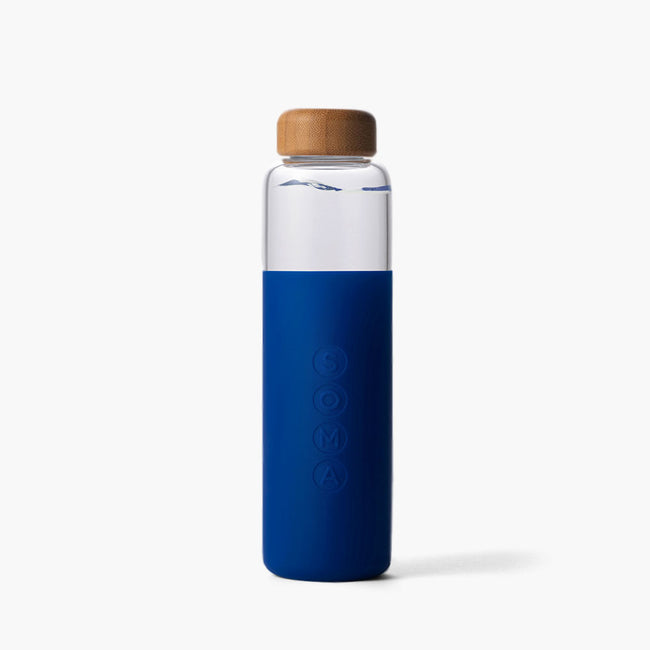 BPA-Free Glass Water Bottle, Bamboo Cap - Soma
