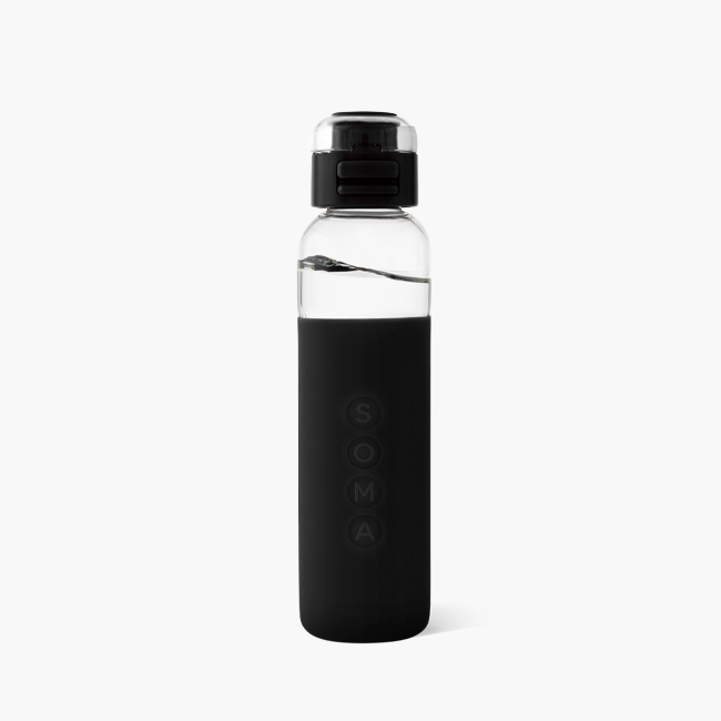 1 Liter Glass Water Bottle, Sports Bottle, with 65 mm Steel Cap and Pr